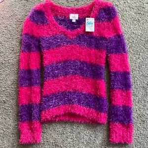 Justice Girls Long Sleeved Sweater. Soft and fluffy. New With Tags
